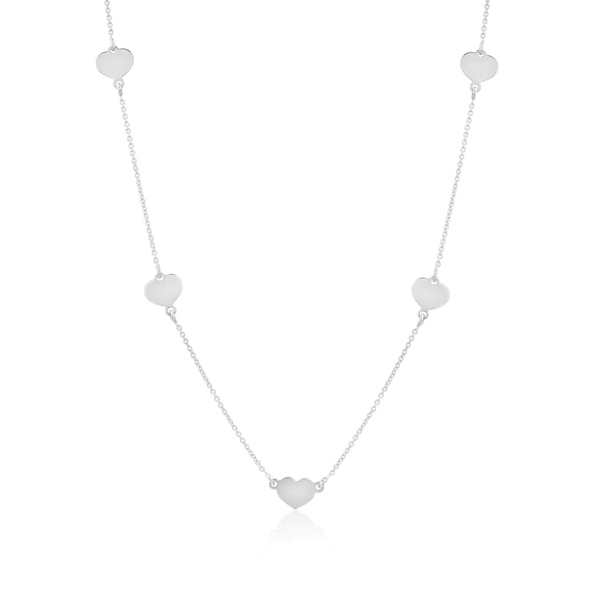 14K white gold hearts necklace